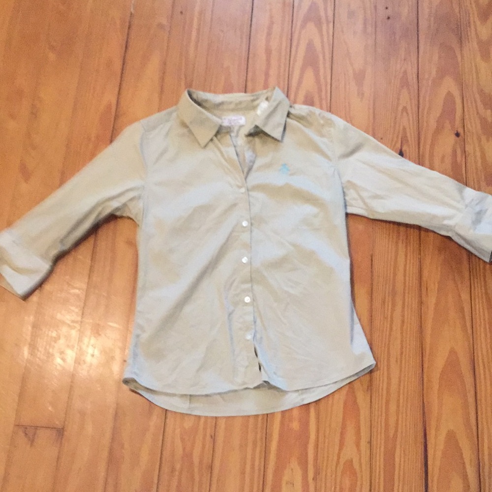 Original Penguin tan 3/4 sleeve button-down shirt